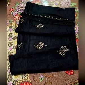 Hijab Jersey Material Black with sparkle leaf design made in Dubai UAE